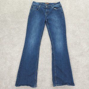 V Blue Jeans Womens 7/8 Blue Flare Boot Cut Stretch Thick Stitch Embroidered